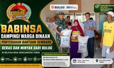 Tangan-Tangan Tulus di Tengah Masyarakat, Babinsa Koramil 0811/01 Kota Tuban Dampingi Penyaluran Bantuan Sembako Bulog