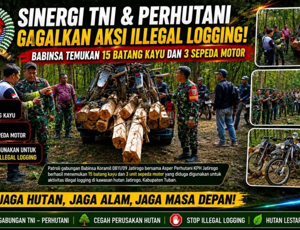 Senyap Menyisir Rimba Jati, Babinsa dan Perhutani Gagalkan Dugaan Aksi Illegal Logging di Hutan Jatirogo Tuban